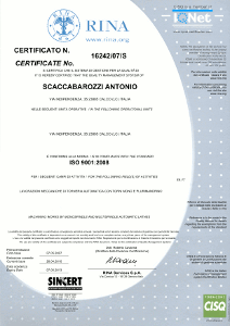 ISO 9001 - 2008, certificato N. 16242/07/S