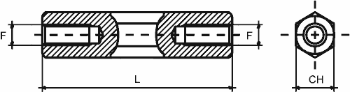 Distanziatore esagonale femmina-femmina